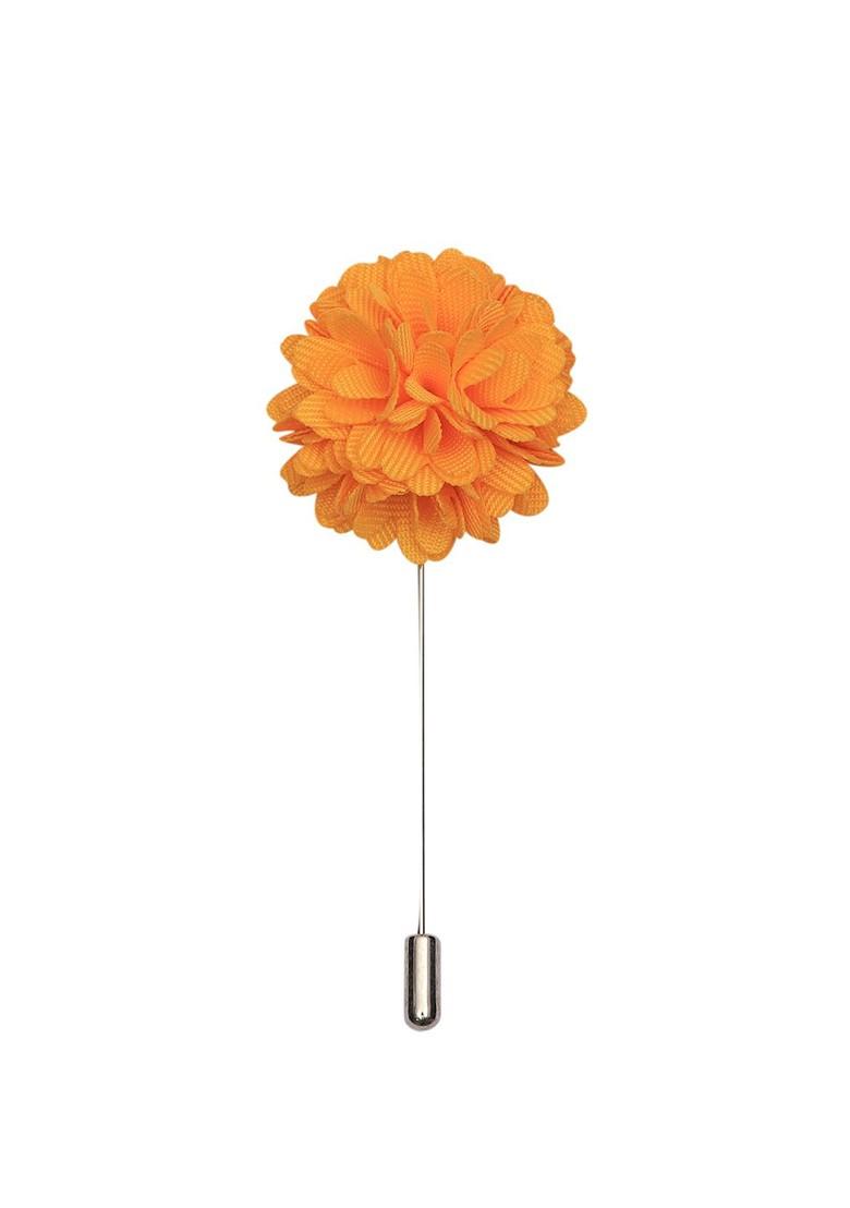 Men Yellow Silver Toned Floral Brooch Lapel Pin