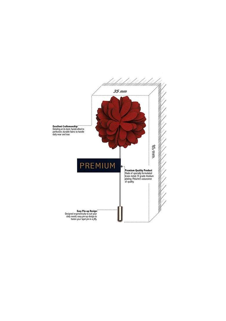 Unisex Maroon Graceful Lapel Pin - Indya