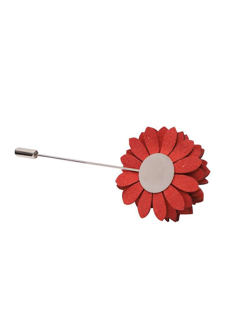 Unisex Maroon Graceful Lapel Pin - Indya