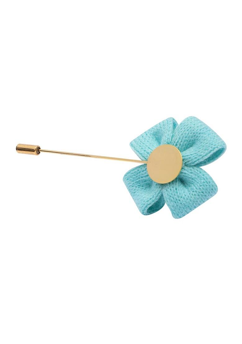 Unisex Blue Gold Floral Lapel Pin