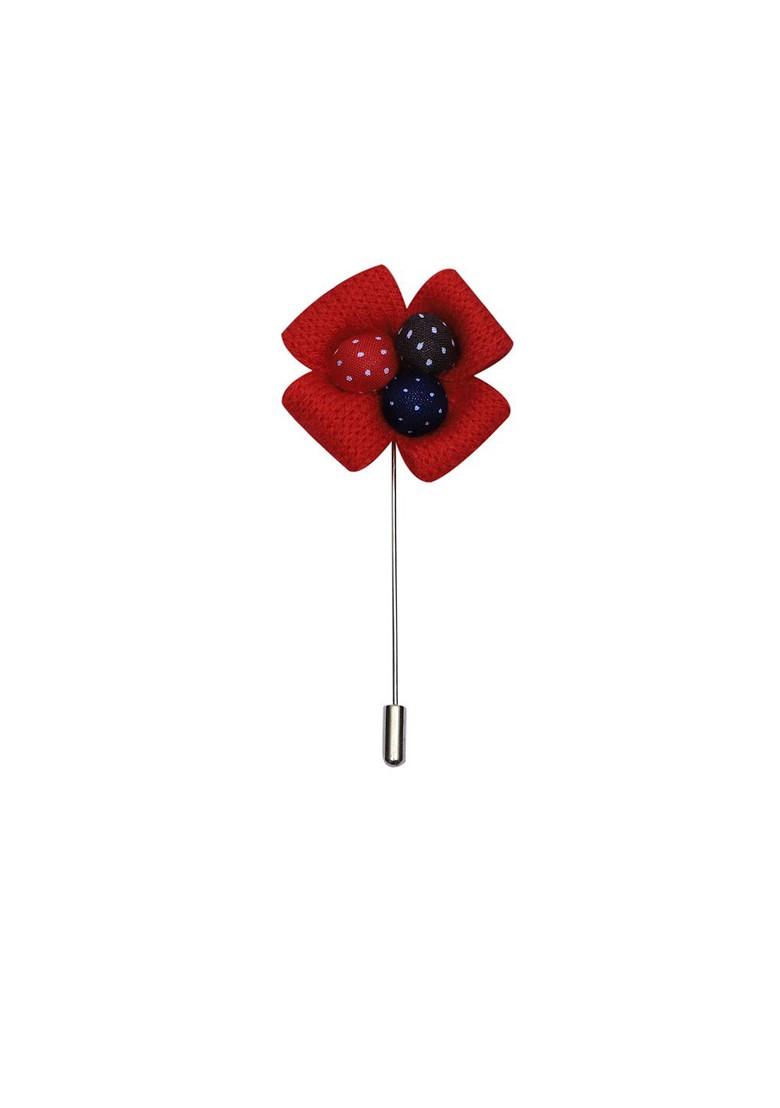 Unisex Red Gold Floral Lapel Pin