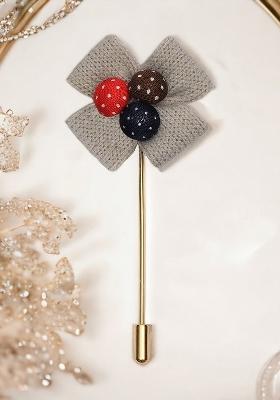 Unisex Grey Gold Floral Lapel Pin