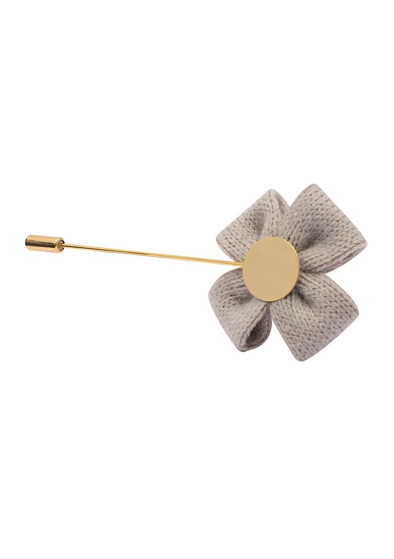 Unisex Grey Gold Floral Lapel Pin