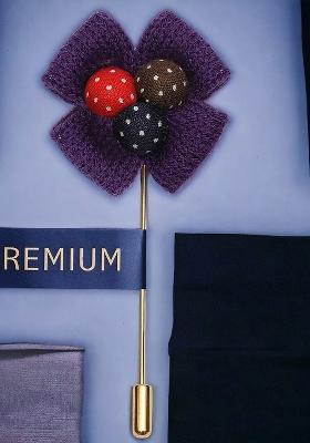 Unisex Navy Blue Gold Floral Lapel Pin