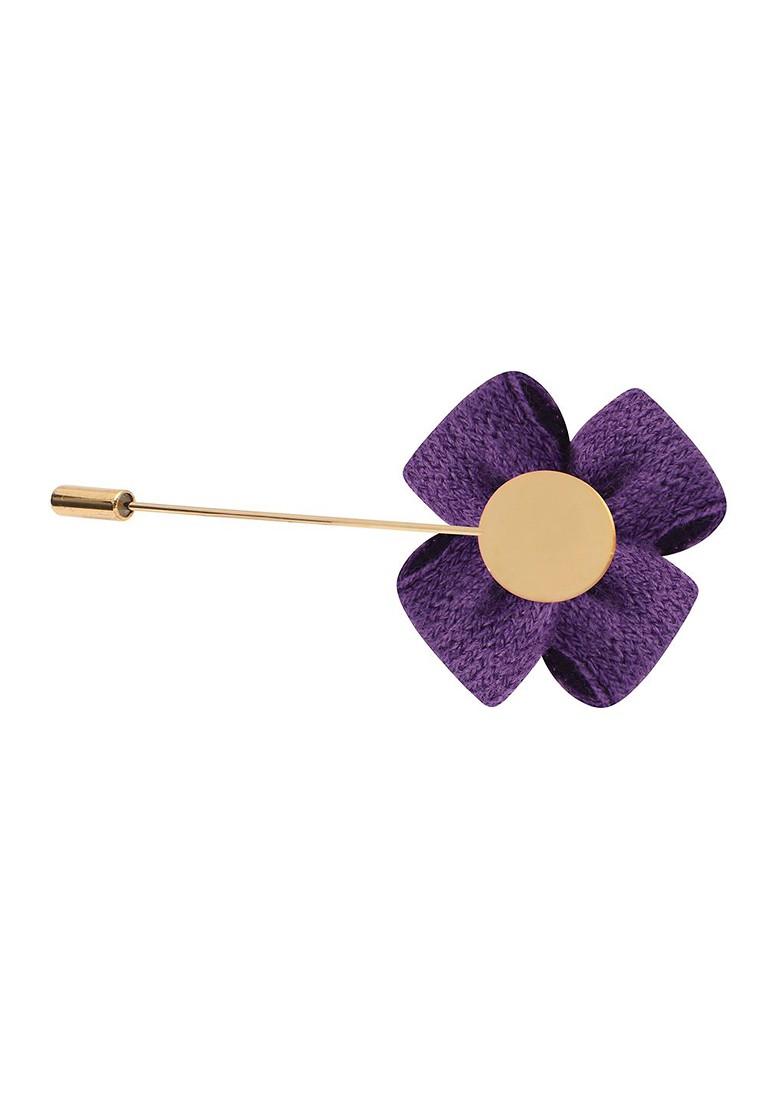 Unisex Navy Blue Gold Floral Lapel Pin