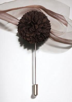 Unisex Brown Gold Floral Lapel Pin