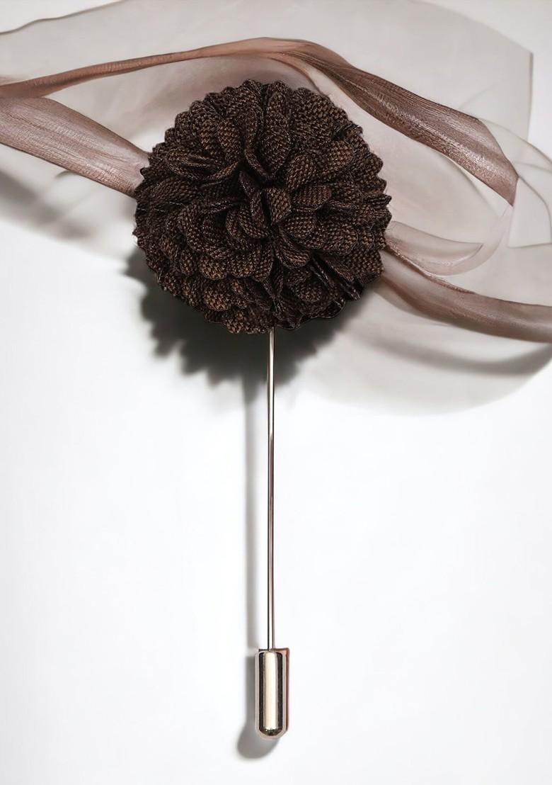 Unisex Brown Gold Floral Lapel Pin