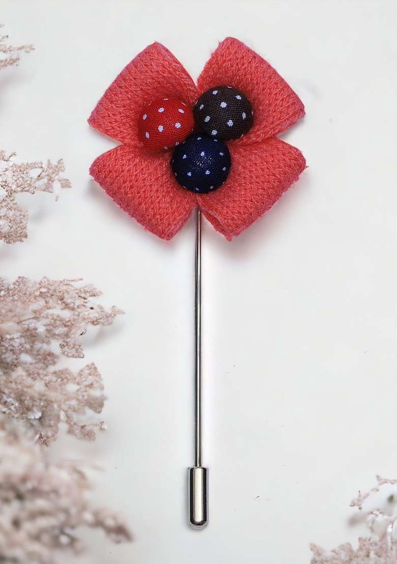 Unisex Pink Floral Lapel Pin - Indya