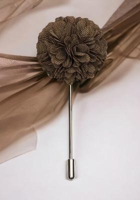 Unisex Brown Gold Floral Lapel Pin