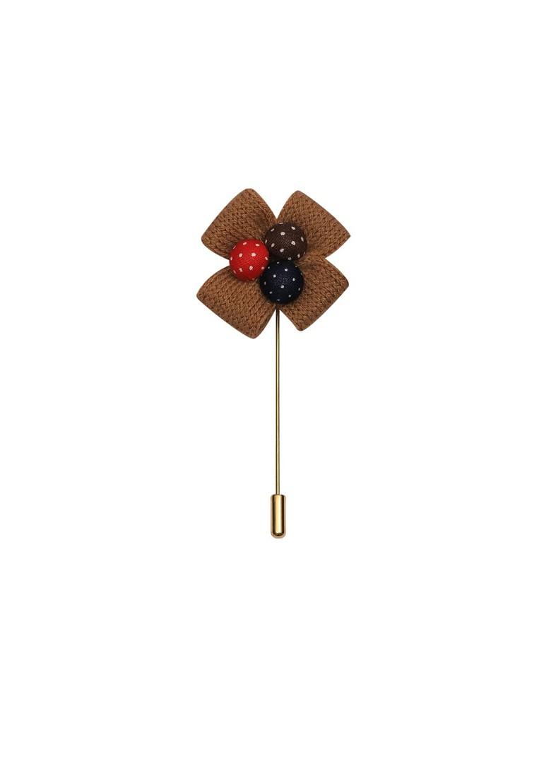 Unisex Brown Gold Floral Lapel Pin