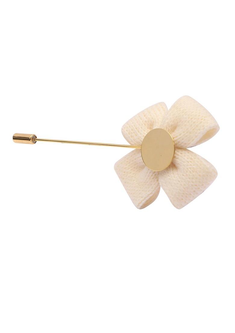 Unisex Grey Gold Floral Lapel Pin