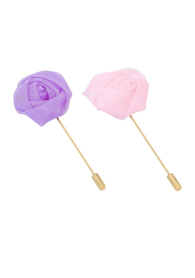 Unisex Set Of 2 Handcrafted Ranunculus Brooch Lapel Pin