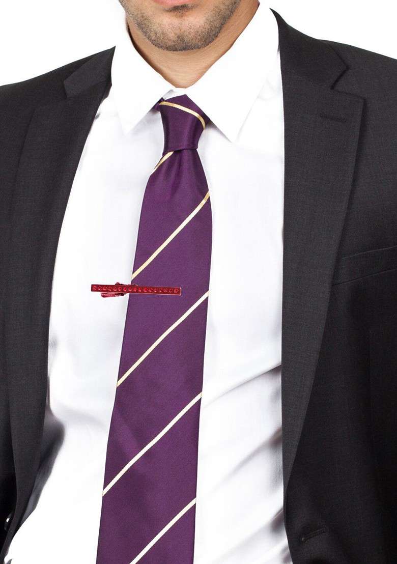 Men Red Stone Studded Tie Pin - Indya