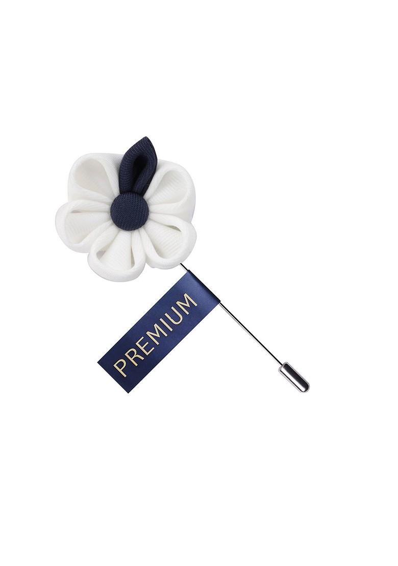 Unisex White Navy Blue Dual Shaded Lapel Pin