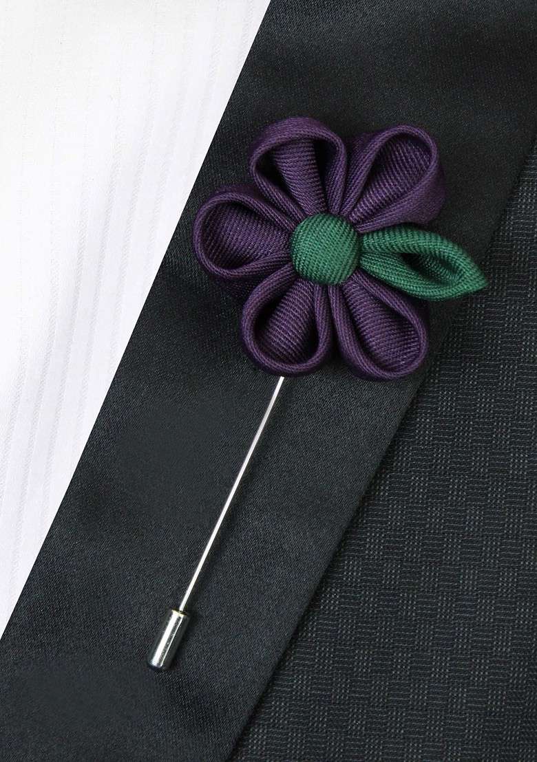 Unisex Purple Green Dual Shaded Lapel Pin - Indya