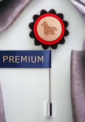 Unisex Beige Red Dog Flower Lapel Pin