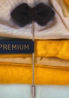 Unisex Black Mini Bow Brooch Lapel Pin