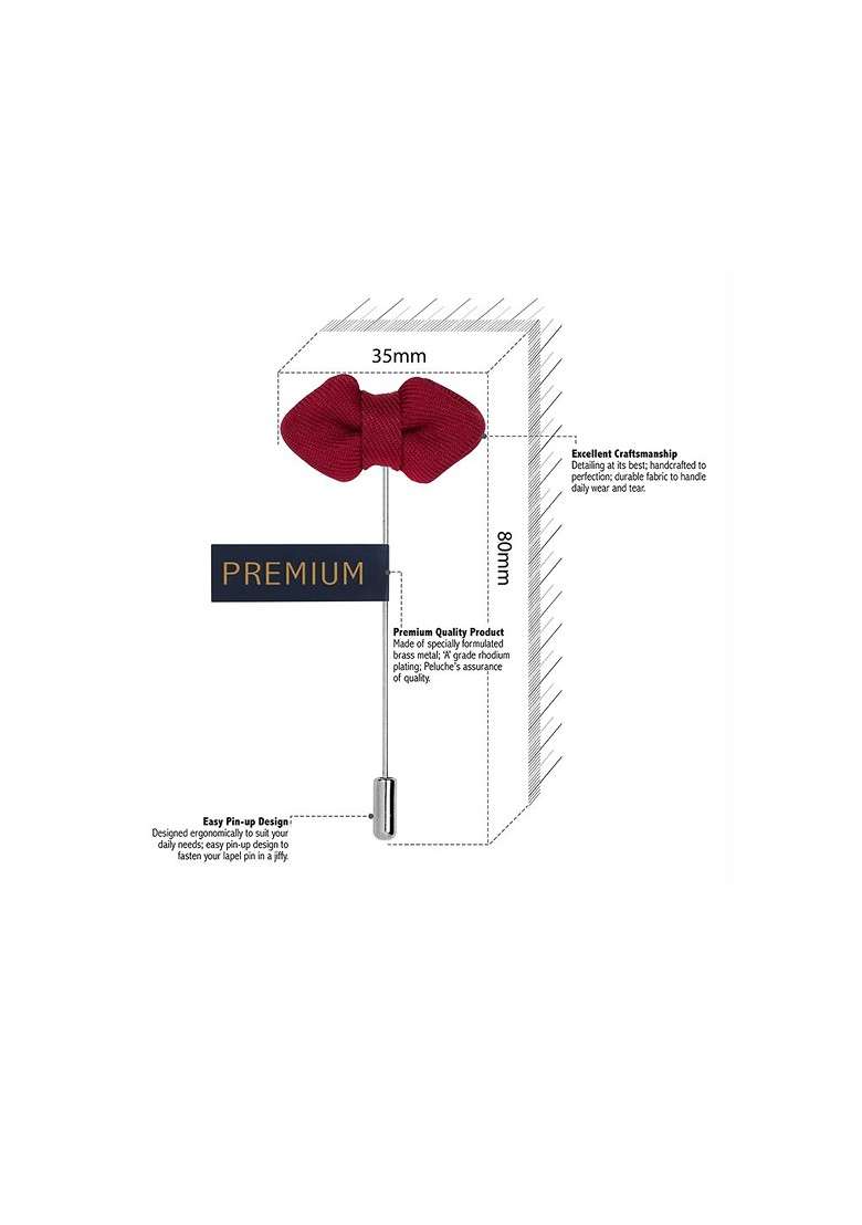 Unisex Maroon Mini Bow Brooch Lapel Pin - Indya