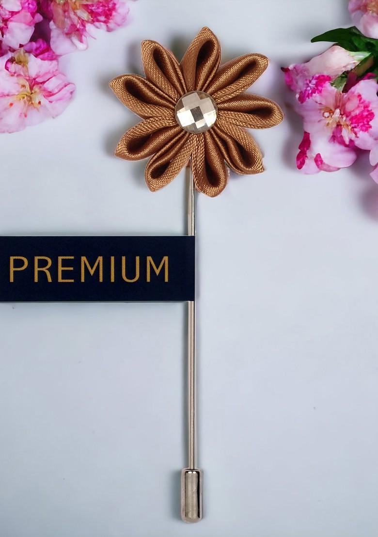 Unisex Brown Glowing Petals Lapel Pin