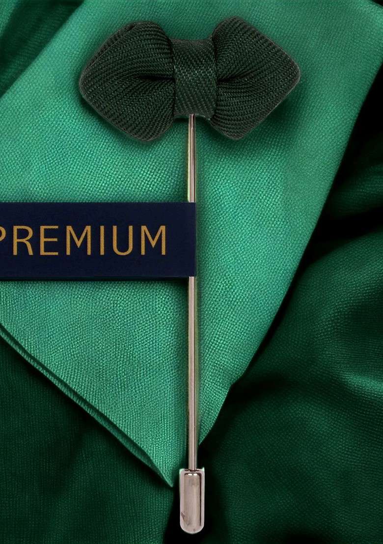 Unisex Green Mini Bow Brooch Lapel Pin - Indya