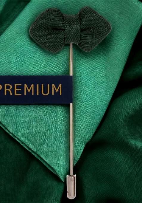 Unisex Green Mini Bow Brooch Lapel Pin