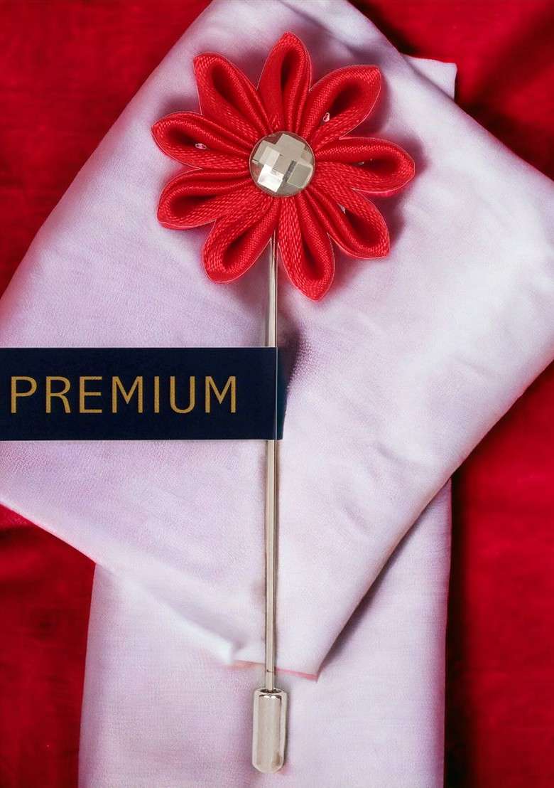 Unisex Red Glowing Petals Lapel Pin - Indya