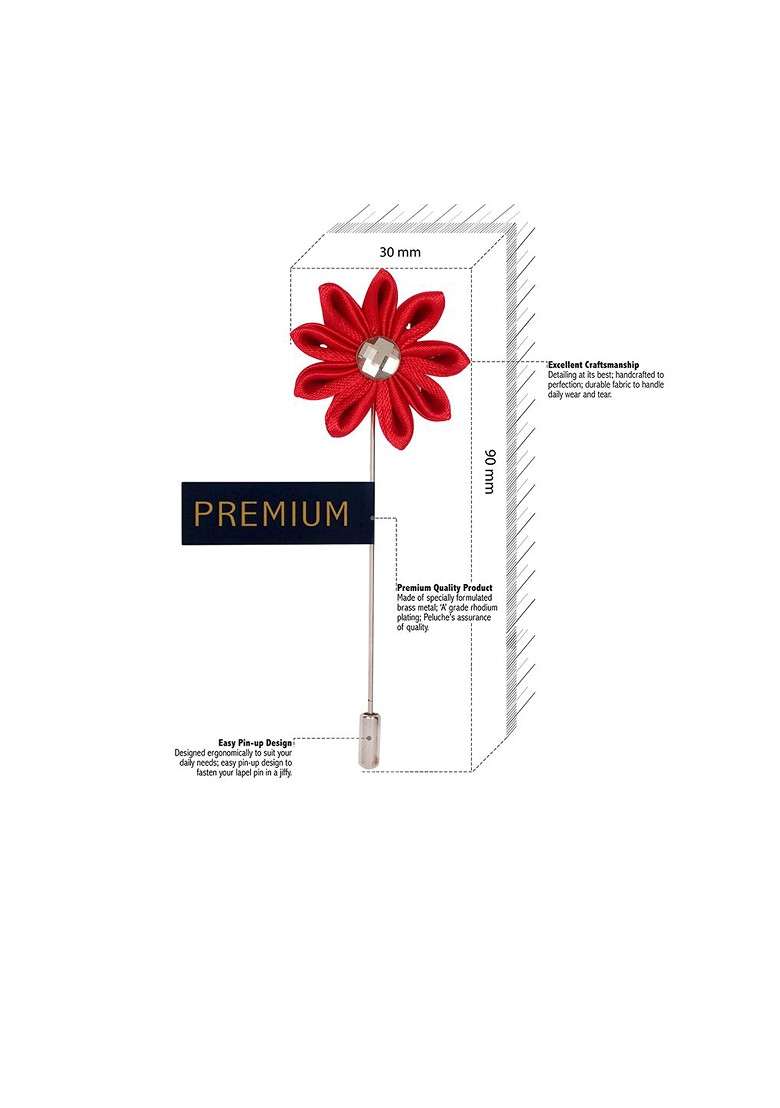 Unisex Red Glowing Petals Lapel Pin - Indya