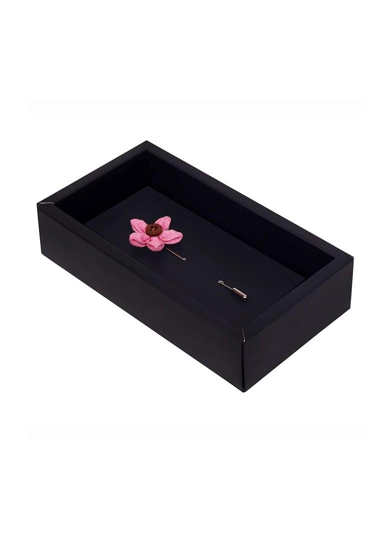 Unisex Pink Brown Button Flower Lapel Pin