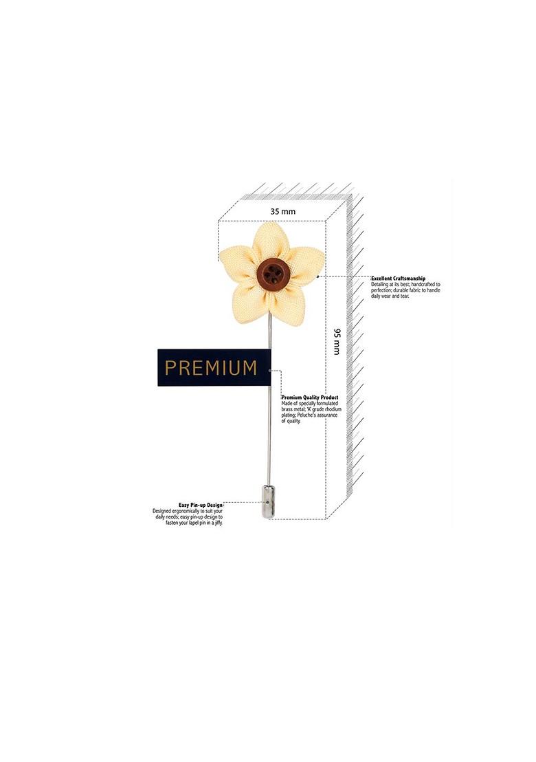 Unisex Yellow Brown Button Flower Lapel Pin