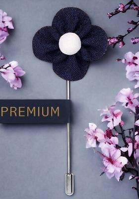 Unisex Blue White The Four Petal Flower Lapel Pin