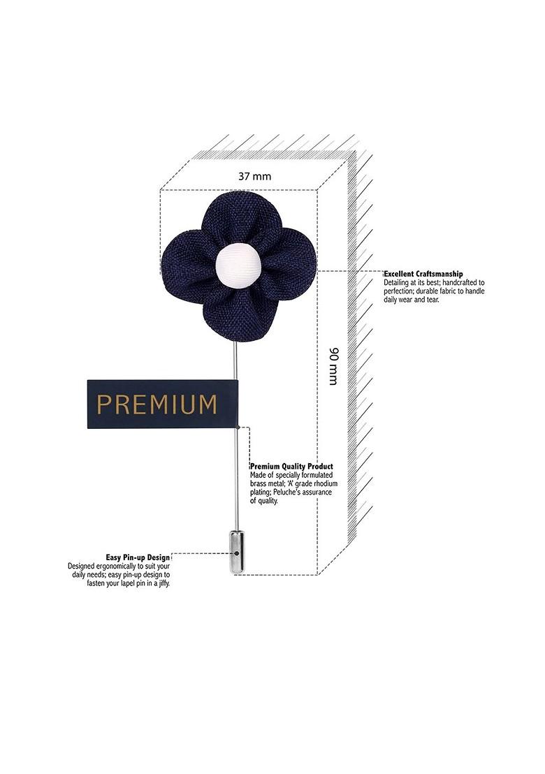 Unisex Blue White The Four Petal Flower Lapel Pin