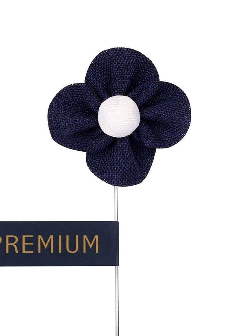 Unisex Blue White The Four Petal Flower Lapel Pin