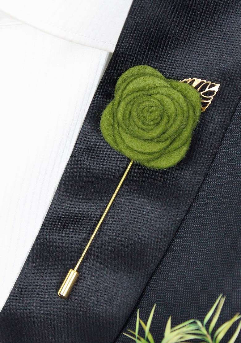 Unisex Green The Prince Charming Lapel Pin - Indya