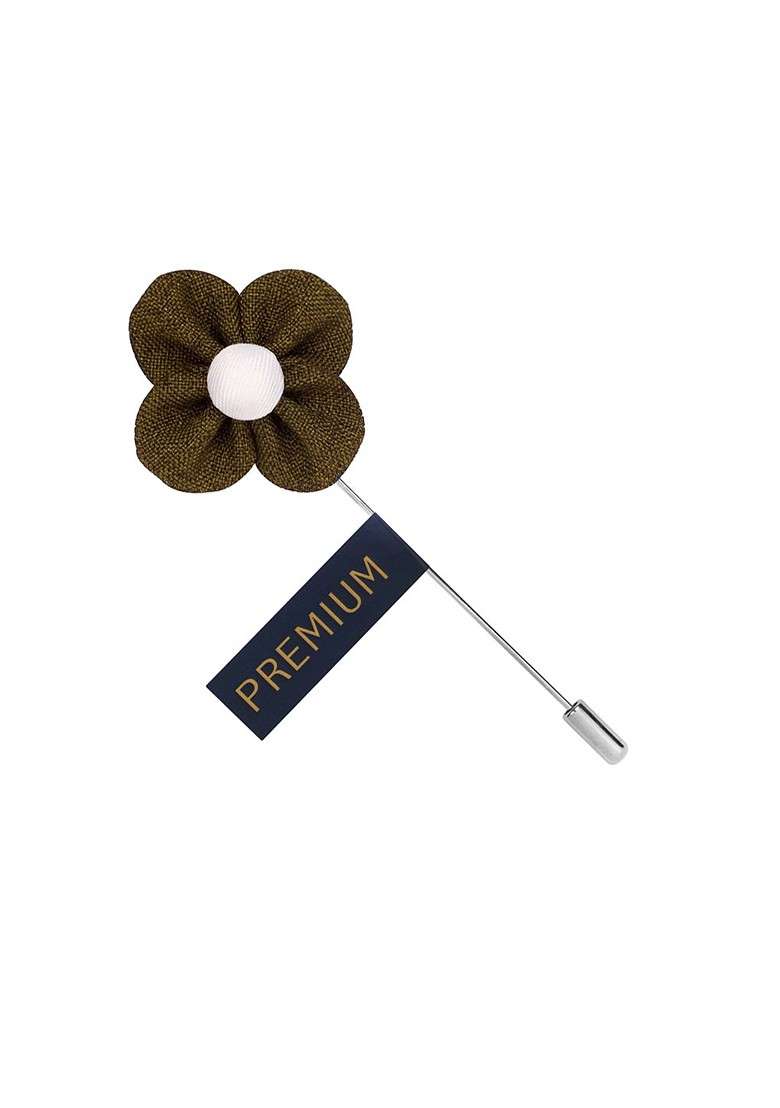 Unisex Green White The Four Petal Classic Flower Lapel Pin - Indya
