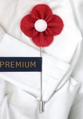 Unisex Red White The Four Petal Flower Lapel Pin