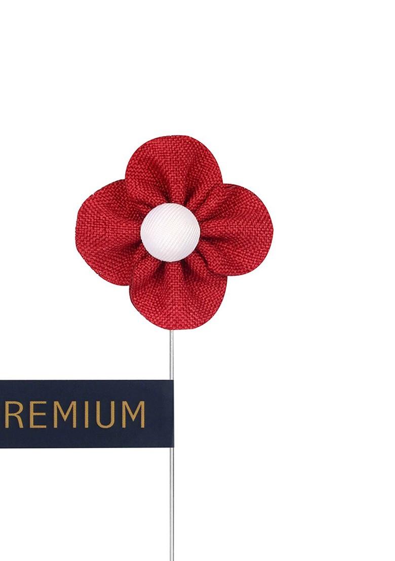 Unisex Red White The Four Petal Flower Lapel Pin