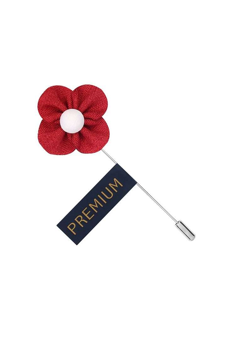 Unisex Red White The Four Petal Flower Lapel Pin - Indya