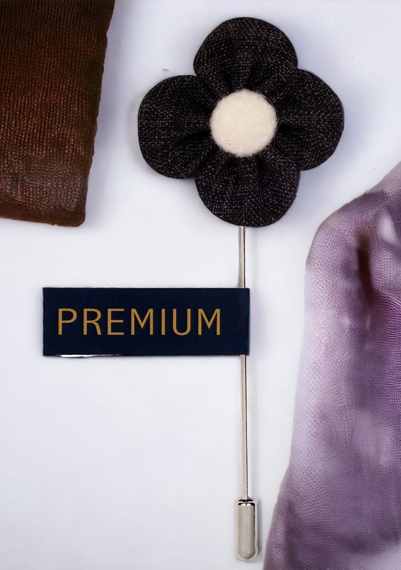 Unisex Black White The Four Petal Classic Flower Lapel Pin