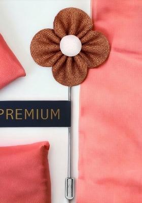 Unisex Brown White The Four Petal Flower Lapel Pin