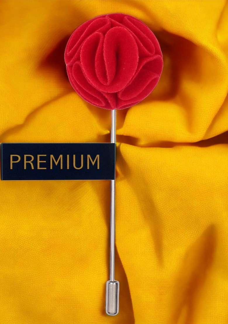 Unisex Red The Dahlia Flower Lapel Pin - Indya