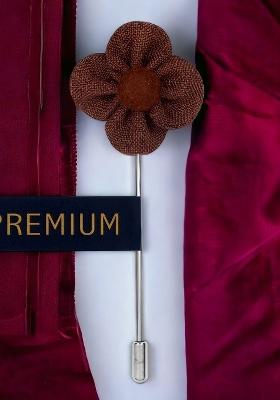 Unisex Brown The Four Petal Classic Flower Lapel Pin