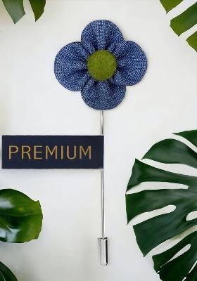 Unisex Blue Green The Four Petal Classic Flower Lapel Pin