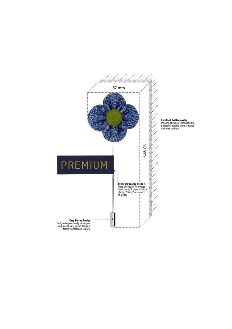 Unisex Blue Green The Four Petal Classic Flower Lapel Pin