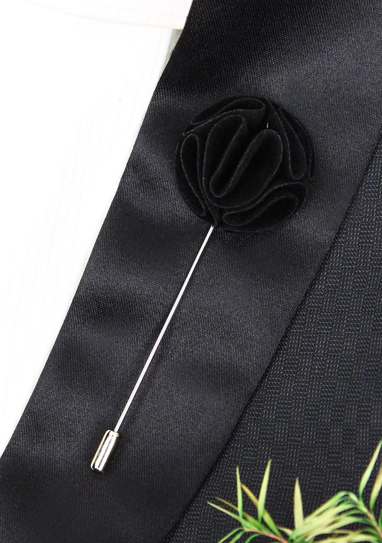 Unisex Black The Dahlia Flower Lapel Pin