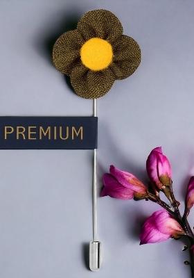 Unisex Olive Green Yellow The Four Petal Classic Flower Lapel Pin