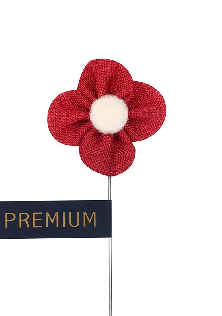 Unisex Red White The Four Petal Classic Flower Lapel Pin
