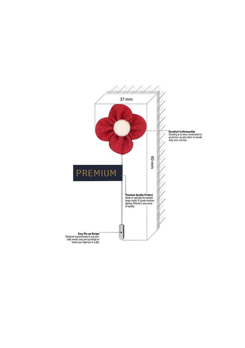 Unisex Red White The Four Petal Classic Flower Lapel Pin - Indya
