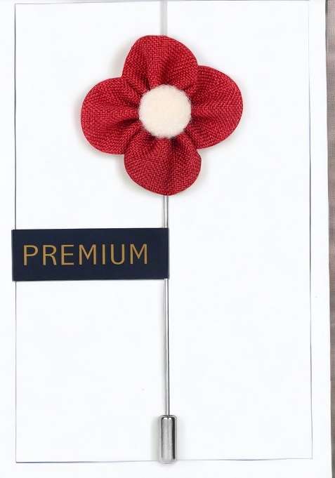 Unisex Red White The Four Petal Classic Flower Lapel Pin