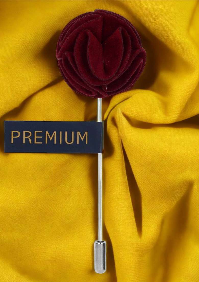 Unisex Maroon The Dahlia Flower Lapel Pin - Indya
