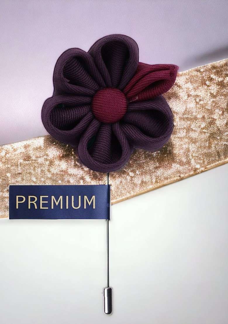 Unisex Purple Maroon Dual Shaded Beauty Lapel Pin - Indya